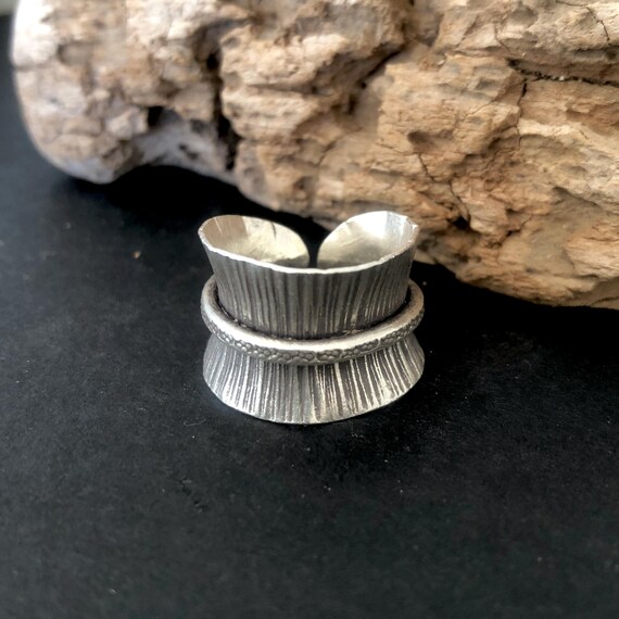 Etched Silver Ring - image 1