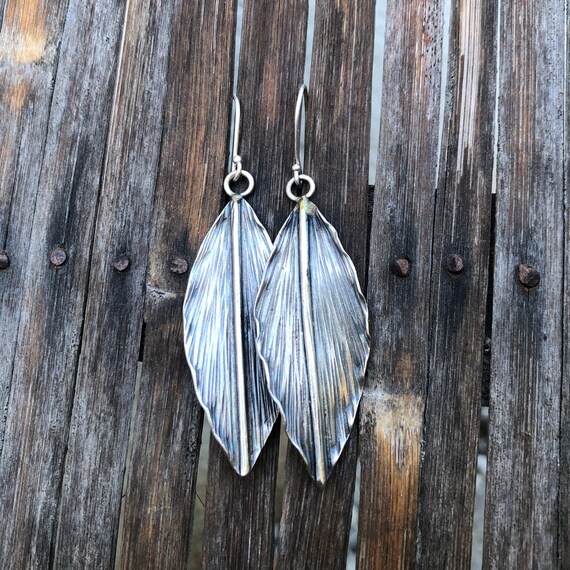 Silver Leaf Dangle Earrings - image 1