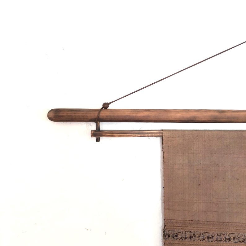 Burned Pine Wood Finish Textile Hanger image 3
