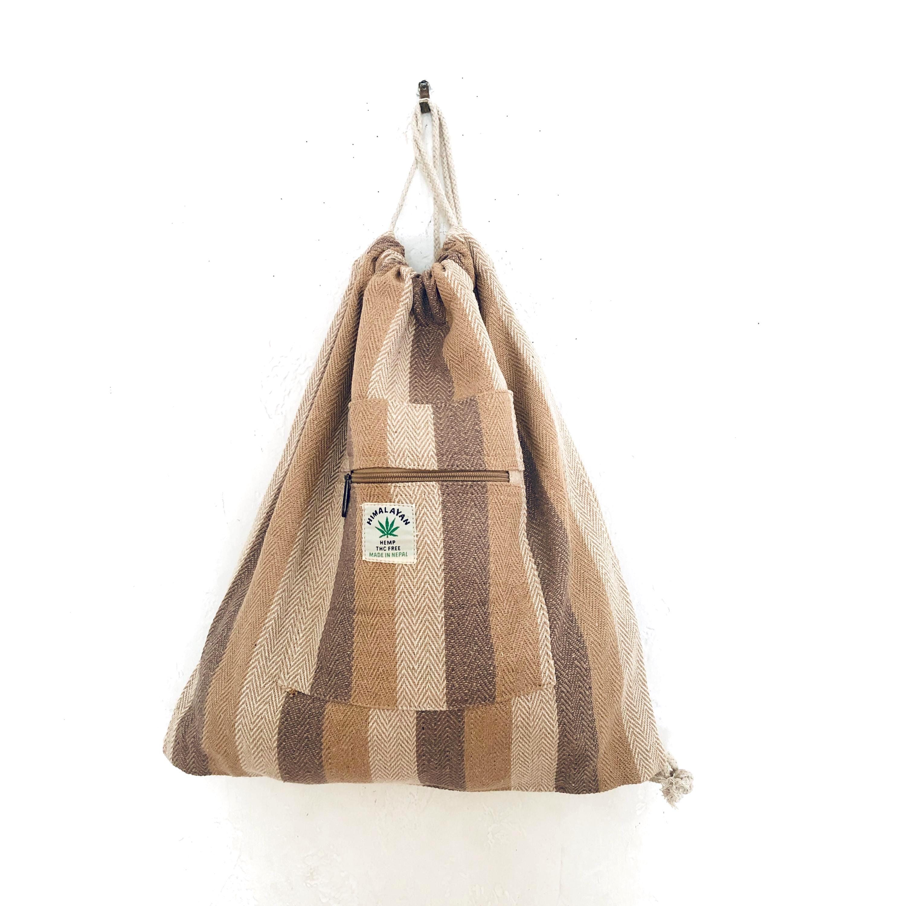 Vintage Bohemian Backpack Drawstring Shoulder Bag Handwoven Cotton Casual Bohemian Drawstring Backpack Bag - Etsy main image 2