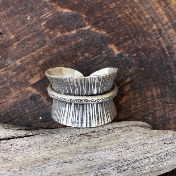 Etched Silver Ring - image 2
