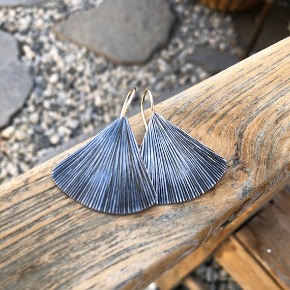 Silver Ginkgo Leaf Earrings