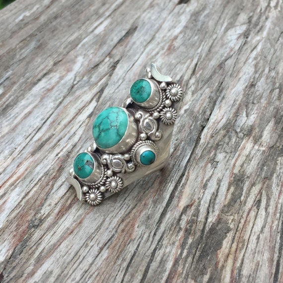 Multi StoneTurquoise Saddle Ring - image 6