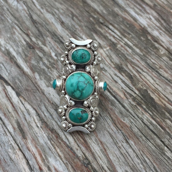 Multi StoneTurquoise Saddle Ring - image 2