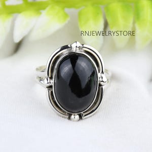 Handmade Black Obsidian Sterling Silver Ring: Oval Bezel Set