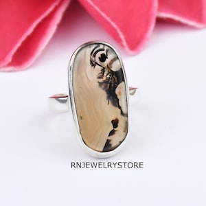 Natural Agate 925 Sterling Silver Ring - Handmade Bohemian Jewelry