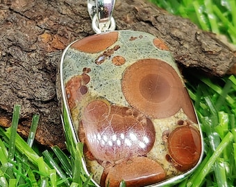 Peanut Obsidian 925 Sterling Silver Pendant - Handmade Boho Jewelry