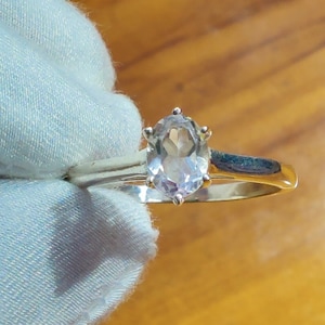 Natural Crystal Ring: Dainty Oval 925 Sterling Silver Gemstone Ring