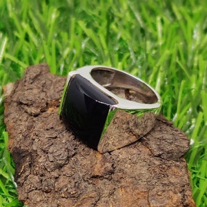 Black Onyx Ring/Men&#39;s Ring, 925 Sterling Silver Ring, Black Square Signet Ring, Handmade Onyx Jewelry, Stylish Design Ring, Gift For Him/Her