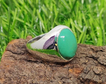 Men's Turquoise Ring: Handmade 925 Sterling Silver Statement Ring
