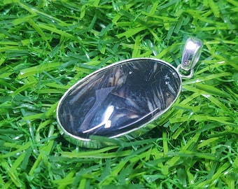 Sterling Silver Pietersite Pendant: Oval Gemstone, Boho Jewelry