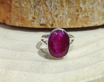 Indian Ruby 925 Sterling Silver Ring: Oval Cut Statement Ring
