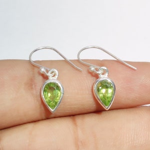 Natural Peridot Sterling Silver Earrings: Handmade Dainty Jewelry