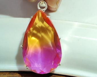 Ametrine Gemstone Pendant: Vintage 925 Sterling Silver Jewelry