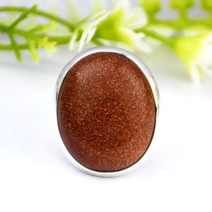 Oval Sunstone Ring: Handmade 925 Sterling Silver Boho Ring