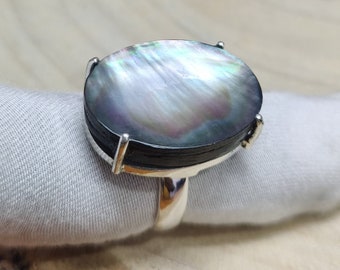 Anillo de plata de ley 925 con aura de ángel: joyería bohemia con piedras