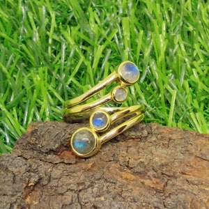 Silver Labradorite Ring, Twisted Ring, 18k Gold Plated, 925 Sterling Silver Ring, Handmade Ring, Multi Stone Ring, Dainty Wedding Ring, Gift