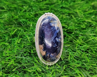 Handmade Filigree Sterling Silver Pietersite Ring: Boho Jewelry