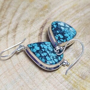 Sterling Silver Turquoise Dangle Earrings: Boho Hippie Jewelry