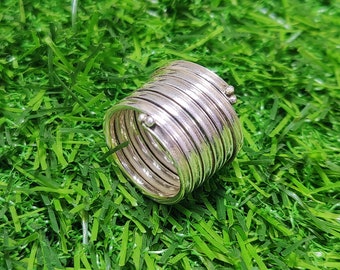 Sterling Silver Wire Wrap Ring: Handmade Boho Statement Jewelry