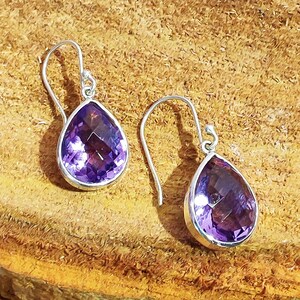 Handmade Amethyst Sterling Silver Earrings: Boho Hippie Jewelry