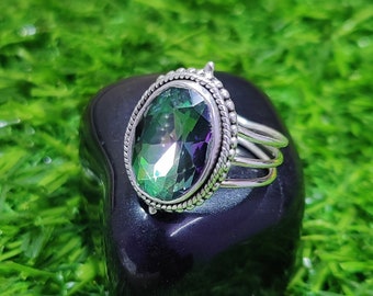 Mystic Topaz Ring: Handmade 925 Sterling Silver, Boho Hippie Style