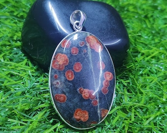 Peanut Obsidian Sterling Silver Pendant: Oval Boho Necklace