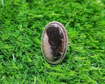 Jasper Cabochon Ring: 925 Sterling Silver, Boho Festival Jewelry