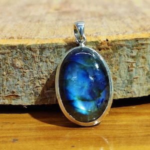 Natural Labradorite cabochon Pendant, 925 Sterling Silver Pendant, Statement Pendant, Women Necklace, Gift For Her