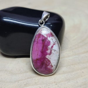Cobalt Calcite Sterling Silver Pendant: Boho Anniversary Necklace