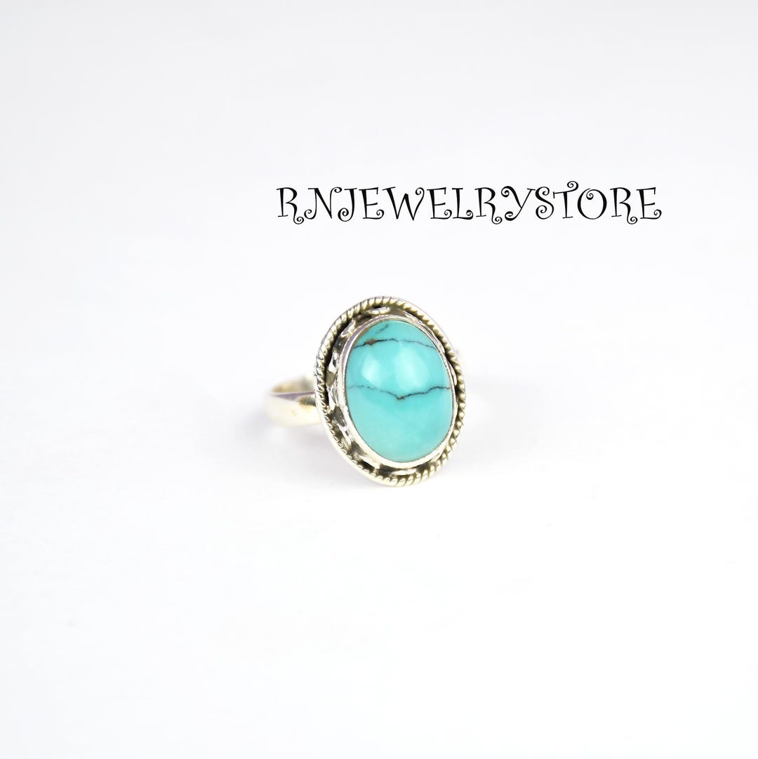 Handmade Sterling Silver Tibetan Turquoise Ring: Boho Statement Jewelry ...