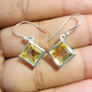 Citrine Gemstone 925 Sterling Silver Earring November Birthstone 925 Solid Sterling Silver Earring Citrine Women Citrine Earrings For Her