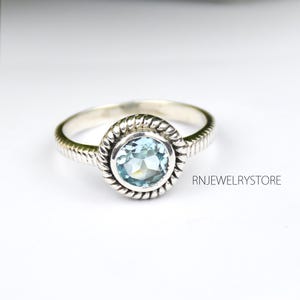 Blue Topaz Sterling Silver Ring: December Birthstone