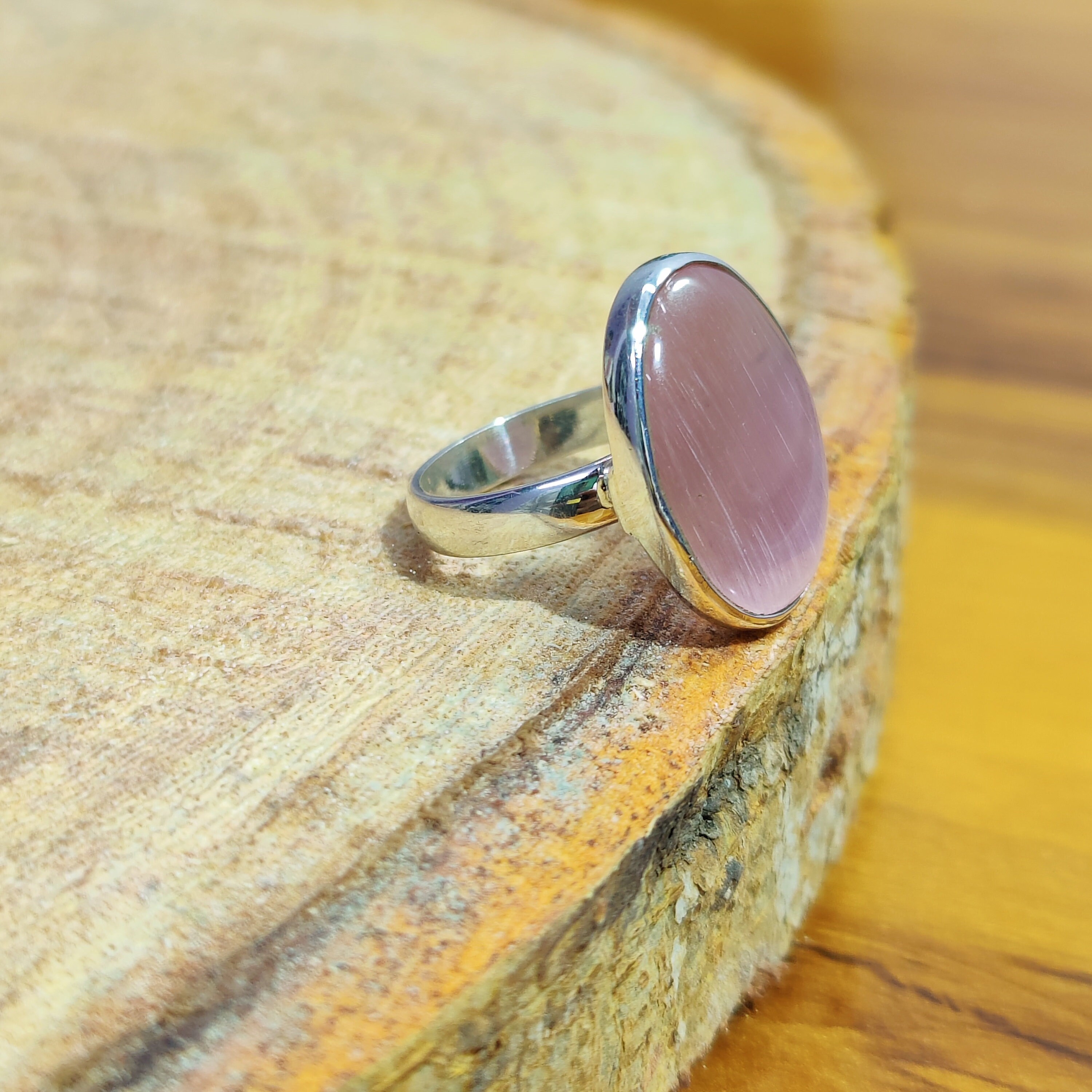 nff☆pink catseye ring Stainless Steel Brushed Pink Cats Eye Ring - Walmart.com