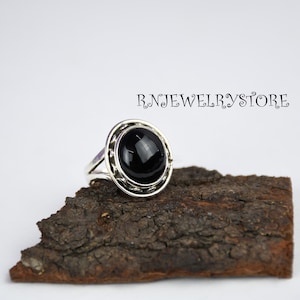 Black Onyx Ring, 925 Sterling Silver Ring, Statement Ring, Black Stone Ring, handmade Women Jewelry, Natural Stone Ring, Gift for her