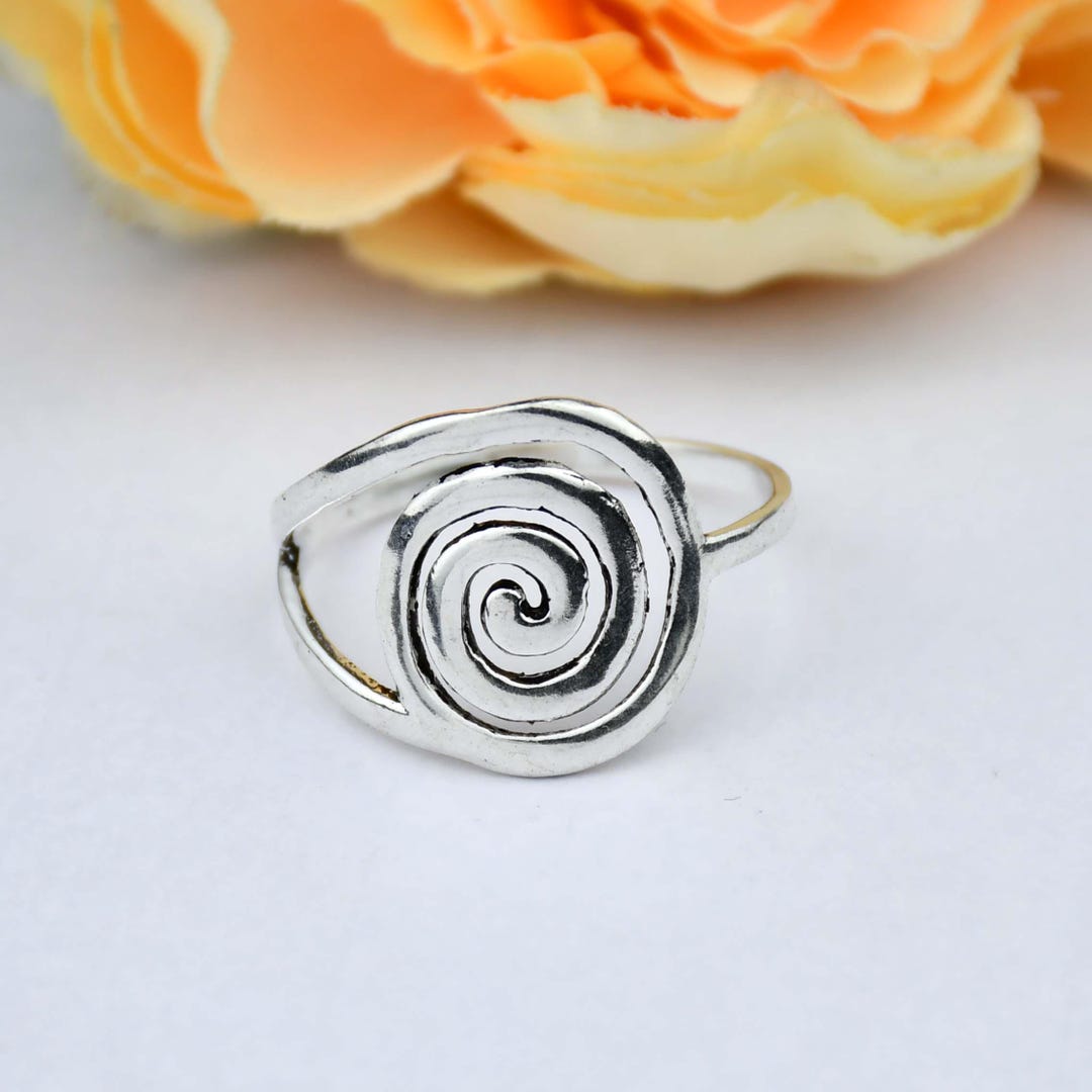 Sterling Silver Spiral Ring, Boho Hippie Style, 925 Band - Etsy
