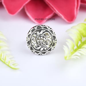Sterling Silver Floral Ring: Handmade Boho Wedding Jewelry