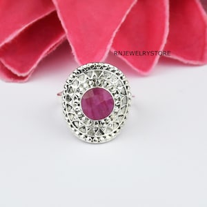 Indian Ruby Ring, 925 Sterling Silver Ring, Handcrafted Unique Jewelry, Statement Ring, Stackable Ring, Anniversary Ring, Gift For Her Ring