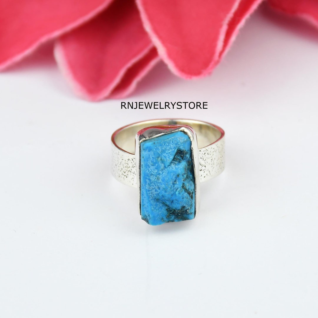 Raw Turquoise Statement Ring: Handmade 925 Sterling Silver Boho Ring - Etsy