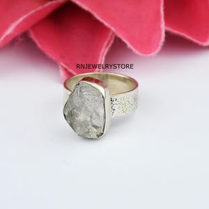 Genuine Raw Herkimer Diamond Gemstone Ring,  925 Sterling Silver Ring,  Solid Silver Ring,  Handmade Gemstone Jewelry, Gift For Her Ring