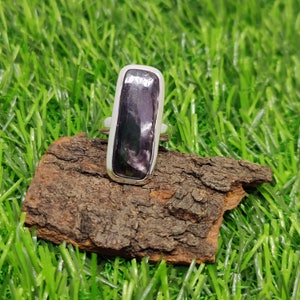Hypersthene Sterling Silver Ring: Long Bar Statement Ring
