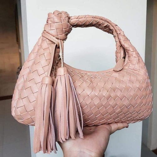 Mini shops Hobo Bag Lambskin Genuine lamb leather shoulder bag - Knotted Hobo Bag, Handwoven Hobo Bag, Lambskin Hobo Bag, Handwoven Jodie Bag