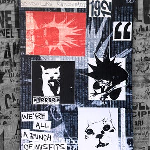 Punk Rock Emo Cat Sticker Sheet ( 9 stickers )