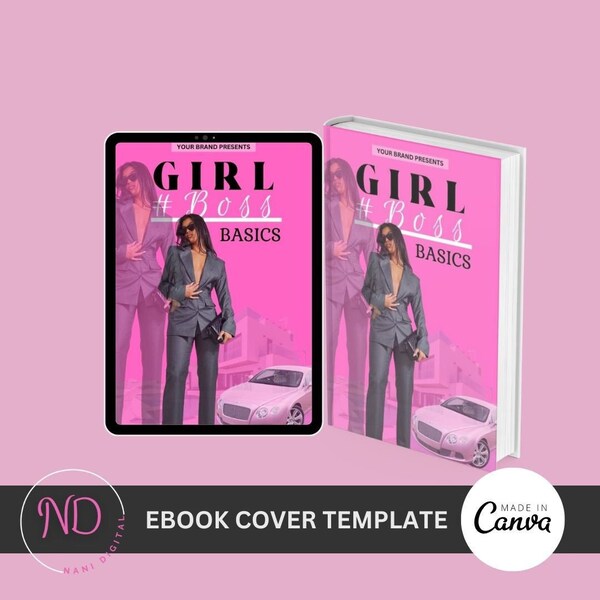 Ebook Cover Template, Ebook cover, E-book cover, Ebook Cover Template Canva, Editable Canva Template, Canva Template, Girl Boss Ebook Cover