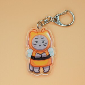 Kit-Bee Cat Keychain || 2&quot; Acrylic Charm || Bee Themed Cat Accessories || Cute Kitty Stationery