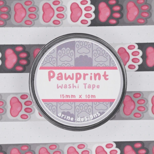 Pawprint Washi Tape || 15mm x 10m || Cat Paws || Cat Themed Stationery