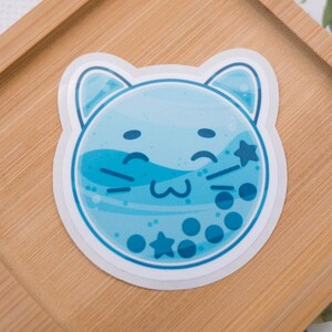 Butterfly Pea Flower Boba Cat Sticker: Weatherproof, Die-Cut, Kit-Tea Sticker