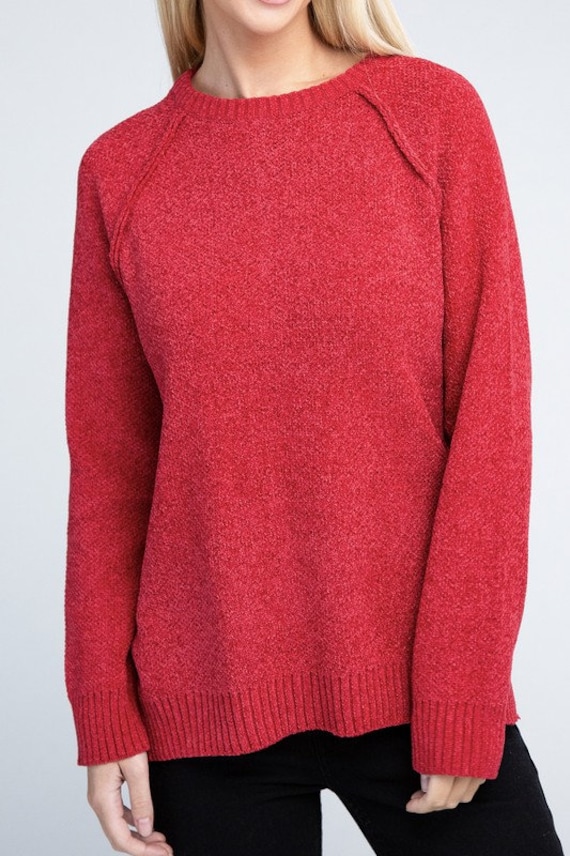 Zenana Raglan Chenille Sweater Etsy