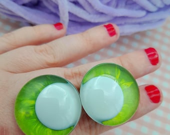 Zombie Safety Eyes, Green Safety Eyes, Safety Eyes, Hand Painted Safety Eyes, Amigurumi, Crochet, Sinker Eyes, Crochet Essentials, 30mm Eyes