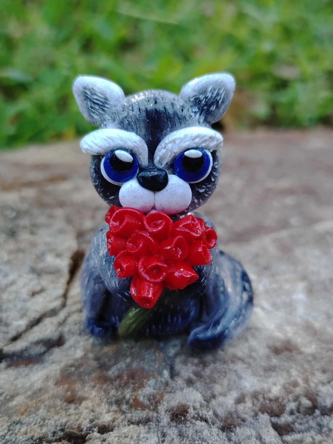 Mini Racoon Figures Racoon, Miniature Racoon, Clay Racoon Figure, Racoon Desk Buddy ...